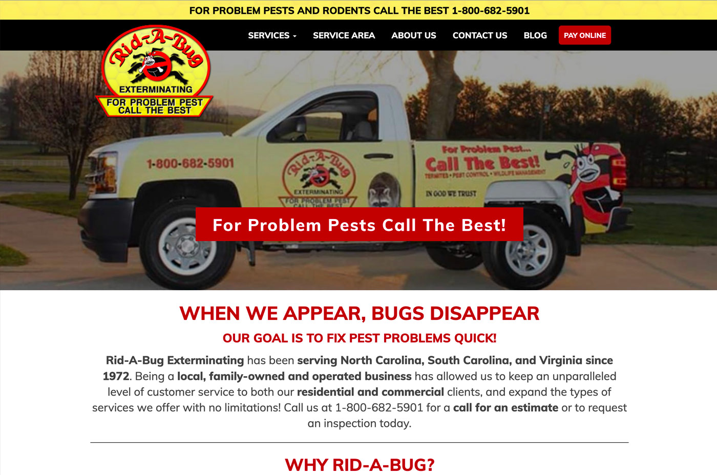 Rank Your Rural Business Without a Physical Address image Rid-A-Bug Website After
