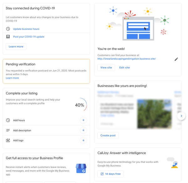 Google My Business Step 13: GMB Dashboard