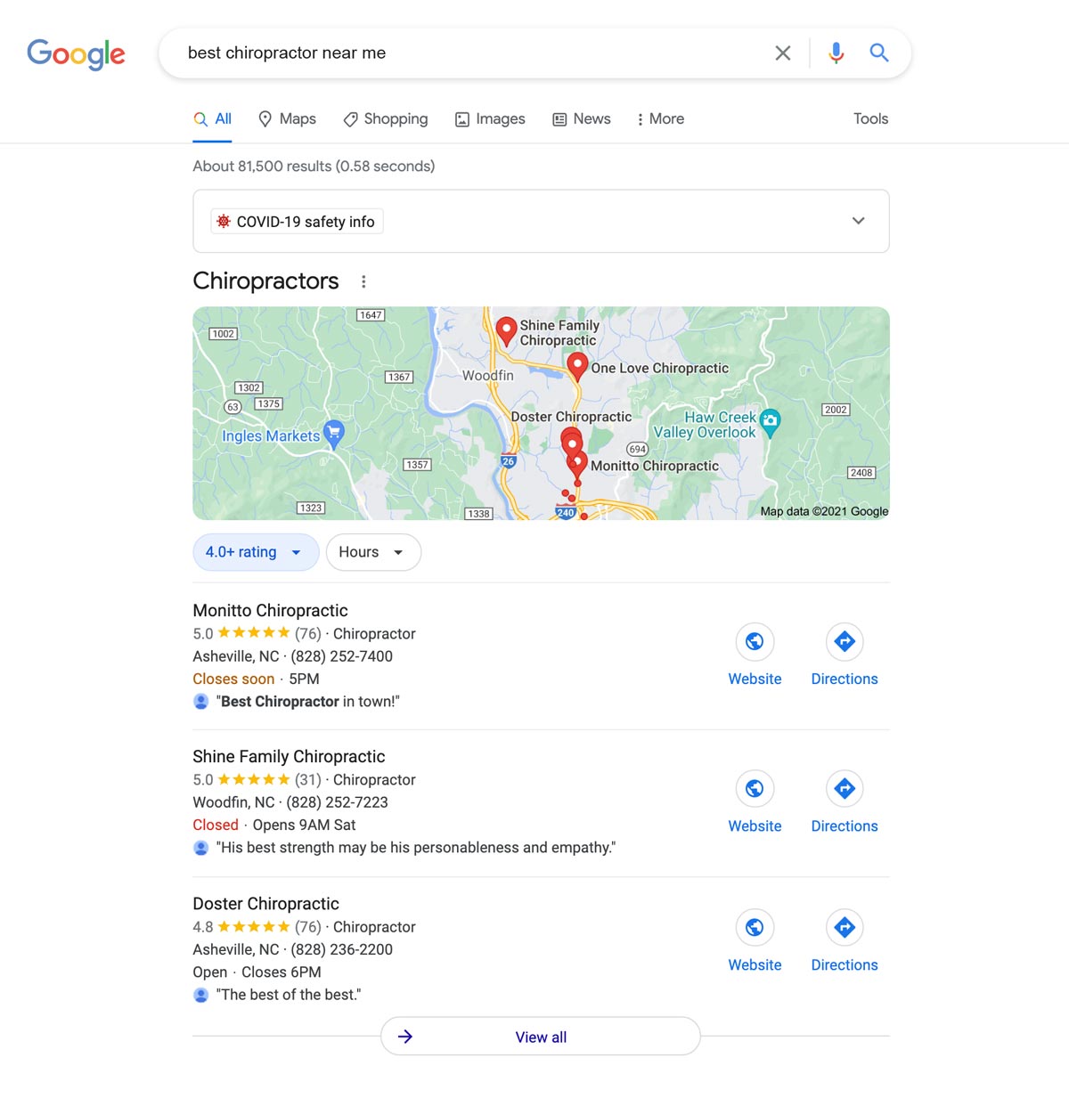 Do Google Reviews Help Local SEO? (Yes, Here's How) image Google Search For best chiropractor near me