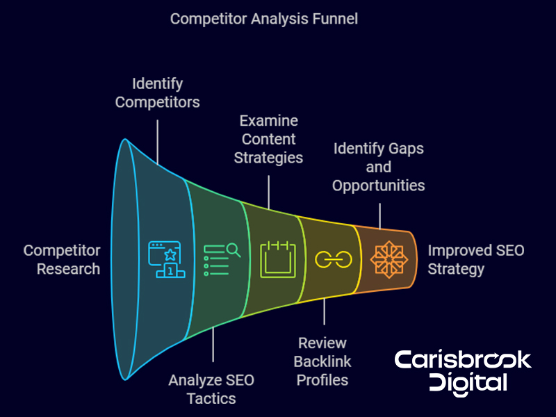 Why Online Directories for Seo Are More Important Than Ever image A competitor analysis funnel infographic.