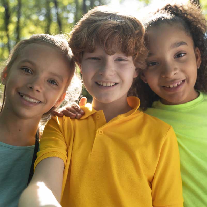 Three childern in summer